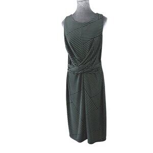 Ann Taylor Career Green‎ & Navy Stripe Twisted Knit Dress. Size 10